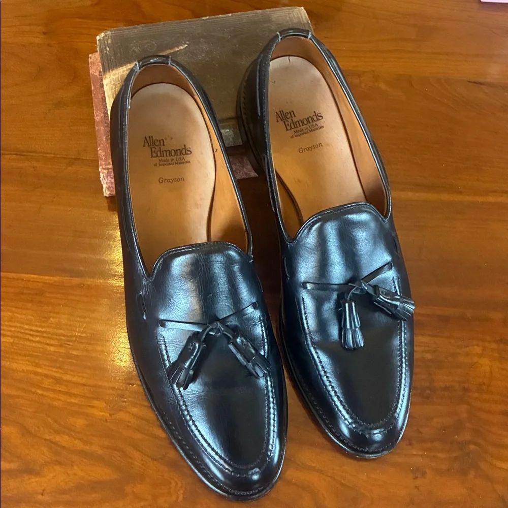 Allen Edmonds Black Leather Cordovan Tassel Loafers